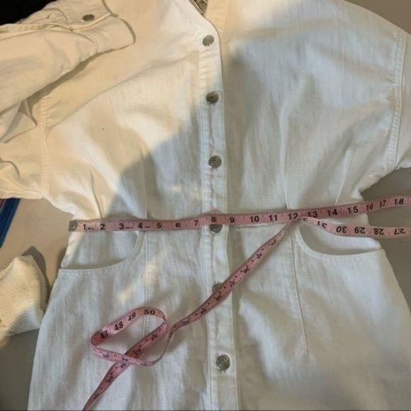IRO RAFFA BALLOON SLEEVE DENIM COLLARED BLOUSON BUTTON MINI DRESS WHITE 42 NWT - Picture 12 of 12